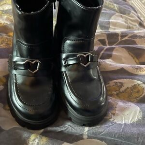Zara Black Kids Heart-Accent Ankle Boots